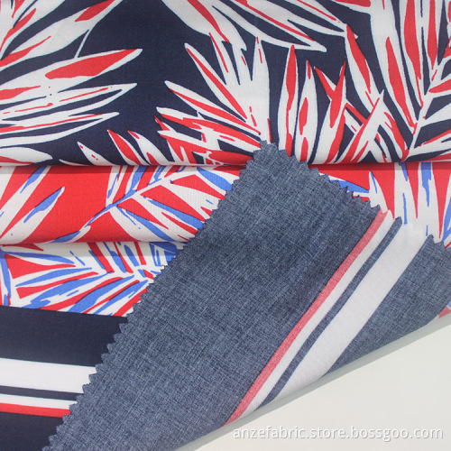 Maple Leaf Pattern Fabric 100% Rayon Poplin Fabric